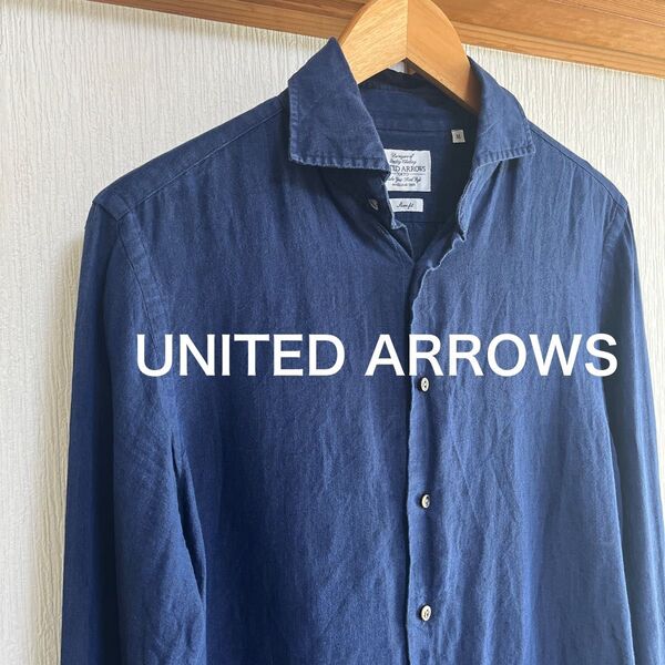 【美品】UNITED ARROWS ネイビー リネンシャツ