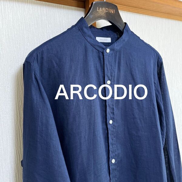【極美品】ARCODIO フレンチリネン リラックスシャツ ネイビー