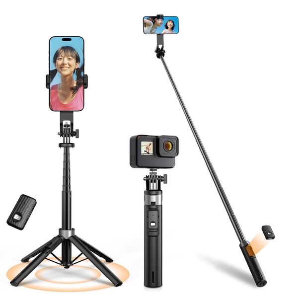 自撮り棒 スマホスタンド スマホ 三脚 コンパクト セルカ棒 デジカメ兼用 折りたたみ式 リモコン付き 10m接続範囲 軽量