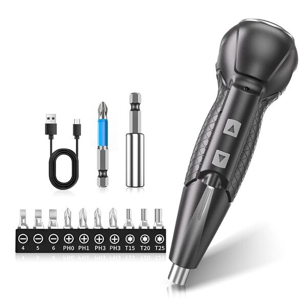 電動ドライバー 小型 手動兼用 正逆転切替 ドライバー 電動 Type-C 充電式 LED付き 2500mAh大容量 電動ドリル