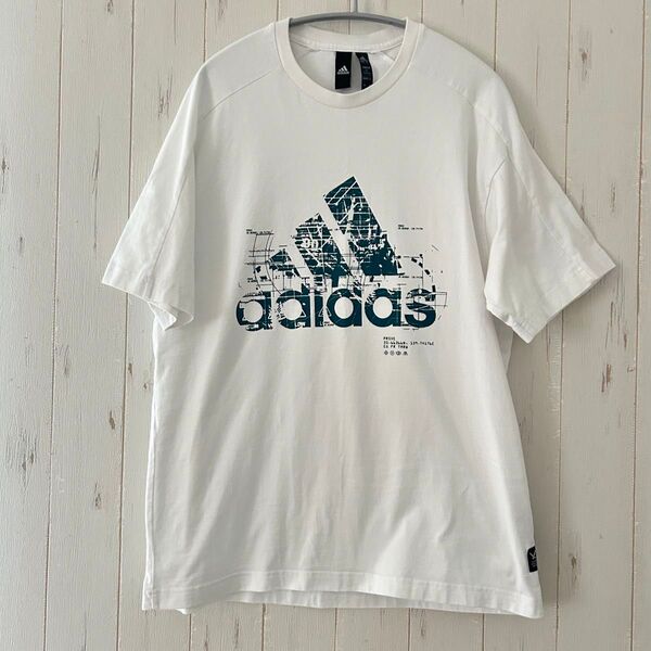 メンズ Tシャツ 半袖Tシャツ 半袖 白 ホワイト adidas アディダス スポーツウェア 白T クルーネック L 綿