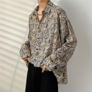 メンズ ペイズリー柄 シャツ ビッグサイズ 大きいサイズ オーバーサイズ ゆったり 古着 ヴィンテージ風