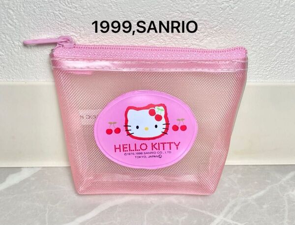 ★未使用★1999年 希少レトロ SANRIOサンリオHELLO KITTYハローキティ メッシュポーチ コインケース 小銭入れ
