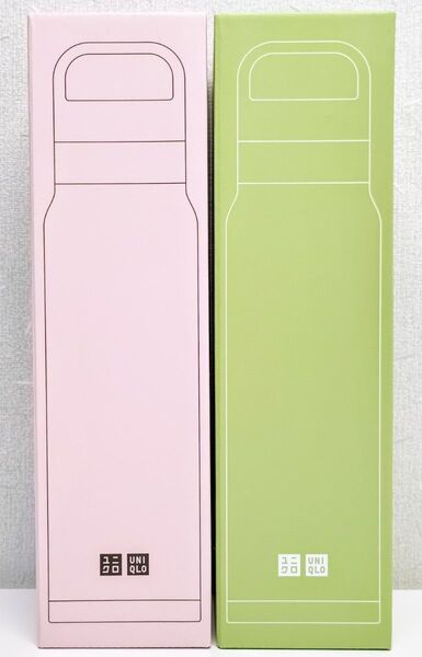 ■2本セット★新品未開封品★送料無料■ユニクロ UNIQLO 炭酸対応ステンレスボトル ノベルティ 水筒 ピンク グリーン■