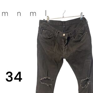 mnml 34 デニムパンツ ボタンフライ ジーンズ ブラック