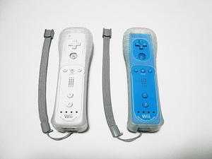  prompt decision Wii remote control plus white + blue 2 piece set remote control jacket strap 