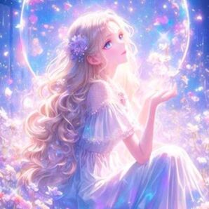 クロスステッチキット 紫の月と少女 (11CT、図案印刷あり)