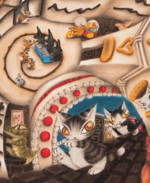 クロスステッチキット 猫の冒険⑥ (11CT、図案印刷あり)