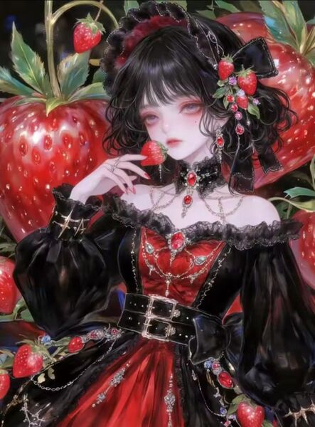クロスステッチキット イチゴのお姫様Ⅰ (14CT、図案印刷あり)