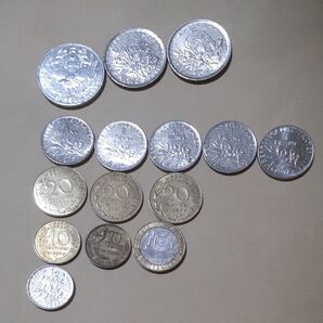 フランス硬貨15枚セット 1フラン 5フラン他 まとめ売り