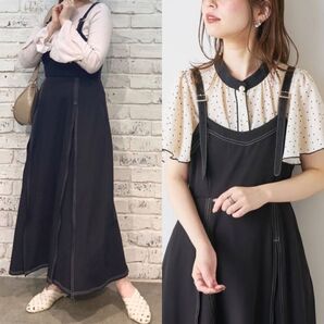 natural couture★配色ステッチジャンスカ★