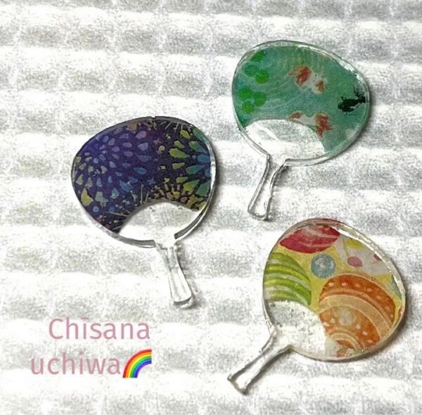 ミニチュア うちわ ハンドメイド シルバニア お人形 撮影 小物 夏祭り 縁日 おままごと