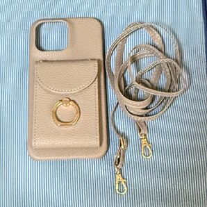 iPhone 16pro max用ケース ショルダー付き グレージュ