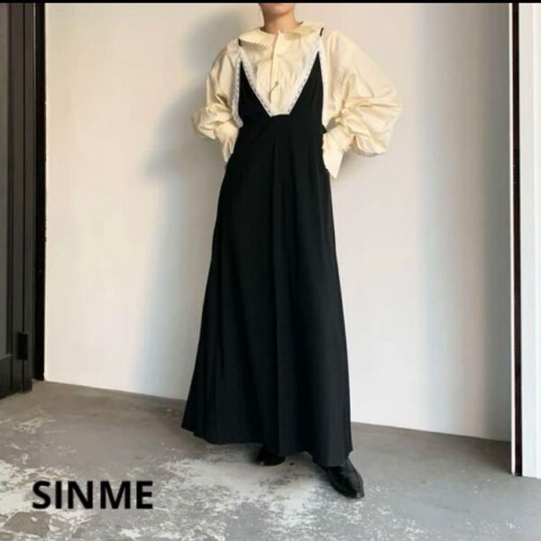 SINME★シンメ★キャミソールワンピース★ブラック×ホワイトレース★M