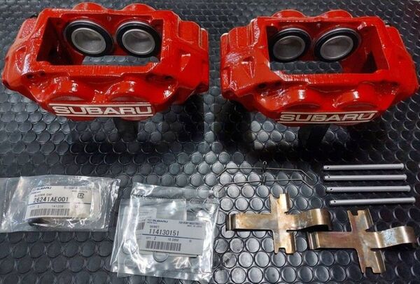 O/H済品 塗装色&ロゴ選択可能 スバル純正フロント4POTキャリパー トヨタ86/スバルBRZ流用等 オリジナルラベルも作製可能