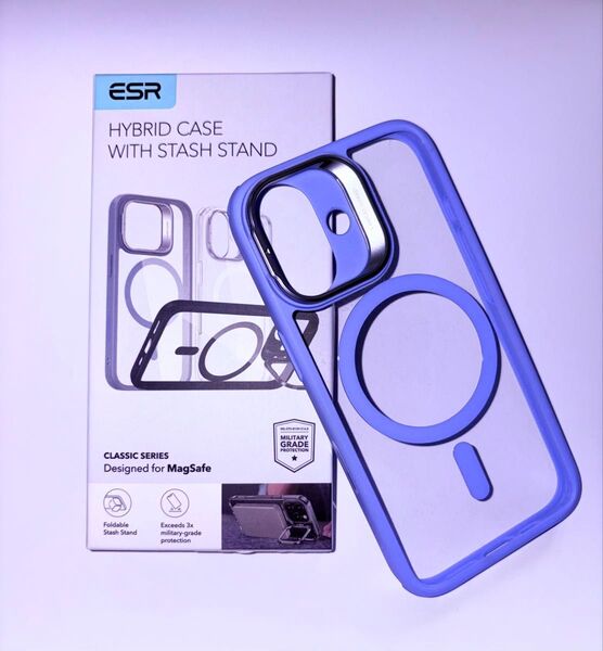 ESR iPhone16用 ケース MagSafe対応 クリア スタンド付 クリアブルー