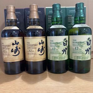 サントリー ウイスキー 山崎12年 白州12年 100周年記念ボトル 4本セット 箱付