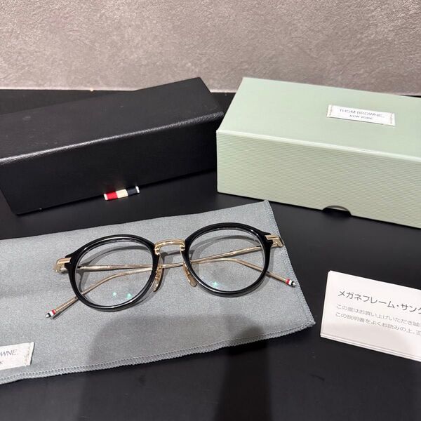 名作!【美品】THOM BROWNE TB-011 A GOLD 12k 46 トムブラウン メガネ サングラス