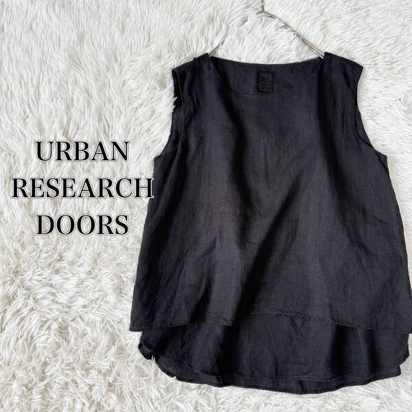 URBAN RESEARCH DOORS リネン100% バッククロス トップス ノースリーブカットソー