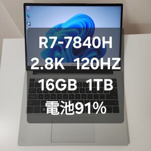 MECHREVO WUJIE 14+ R7 7840HS/16G/1TB 2.8K 120Hz 高性能ノート 電池91%