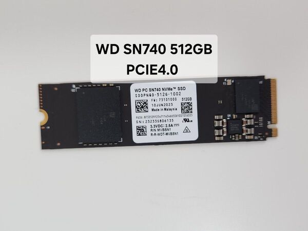 WD SN740 512GB PCIe 4.0 NVMe SSD 高速・低温 M.2 2280 美品 ノートPC純正