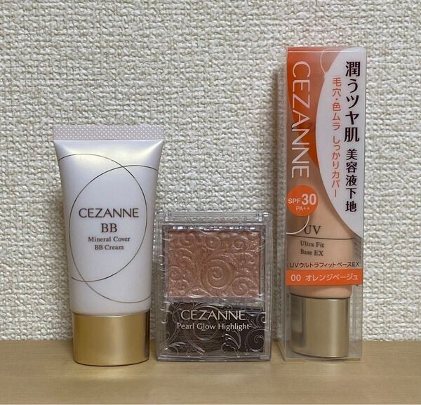 セザンヌ BBクリーム、ハイライト、美容液下地 (化粧品3点)