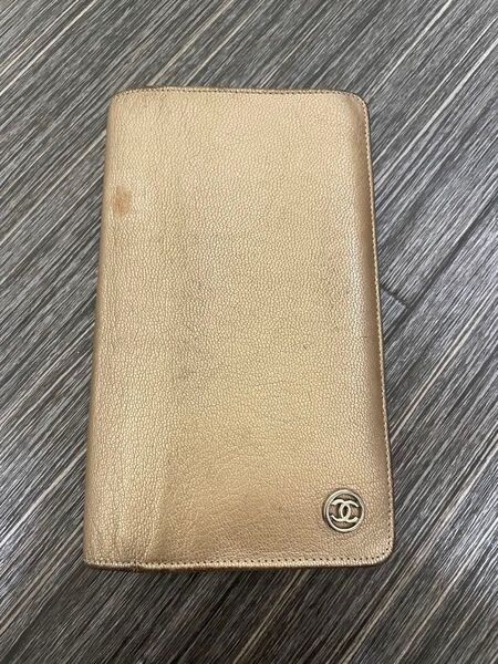 CHANEL シャネル ココボタン 財布 二つ折り ゴールド レザー 中古