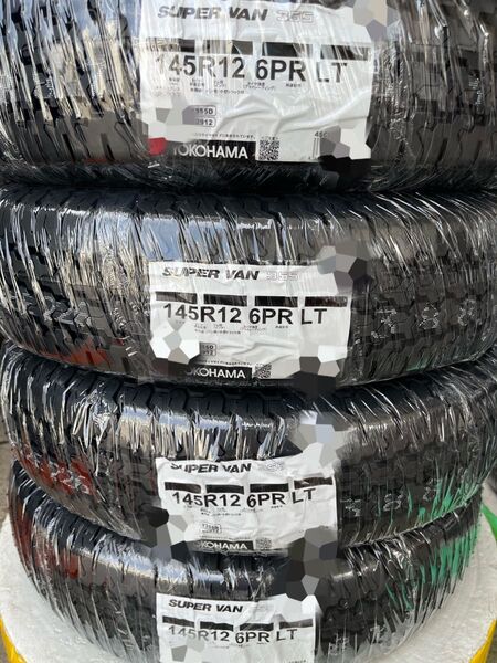 日本製!25年製!送料込み!145R12 6PRヨコハマタイヤY355Dスーパーバン新品4本セット145/80R12 80/78N