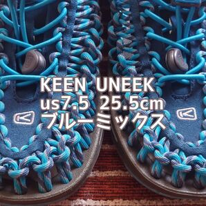 KEEN/キーン UNEEK 25.5cm US7.5 サンダル ユニーク スニーカー 3シーズン対応 廃盤色 ブルー ネイビー
