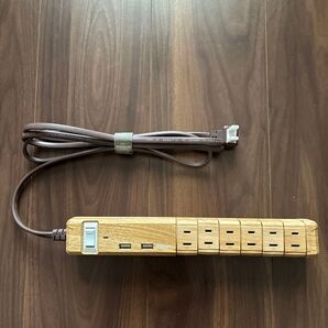 Fargo 雷サージガード付電源タップ USB2個口/AC6個口 木目調