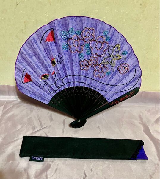 ANNA SUI 扇子 ファンドールキャット パープル 猫 アナスイ レア