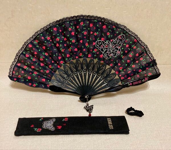 ANNA SUI 扇子 蝶 レース 薔薇 ハート アナスイ 未使用