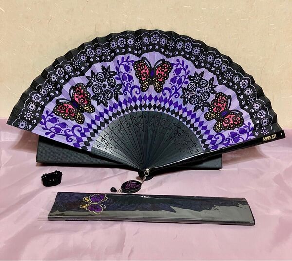 ANNA SUI 扇子 オパールセット パープル 蝶 アナスイ 未使用 箱付き