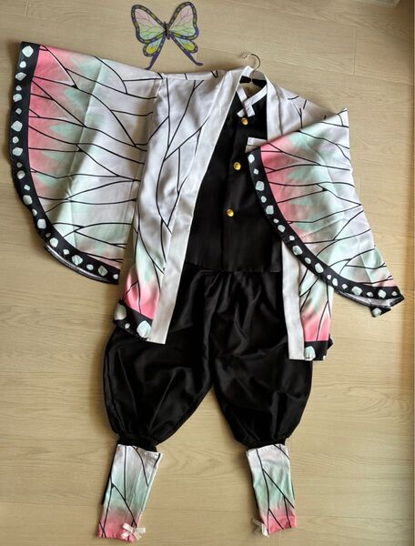 鬼滅の刃 コスプレ 衣装 胡蝶しのぶ 子ども用(サイズ130・小さめ・難あり)