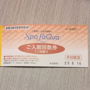 スパラクーア 平日限定 ご入館回数券 残り9枚綴り