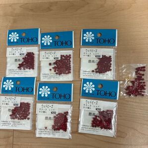 TOHO ウッドビーズ 外径約3mm R3-3 レッド 60ヶ入り 7袋 グリーン ブラウン ベージュ 5袋ずつ