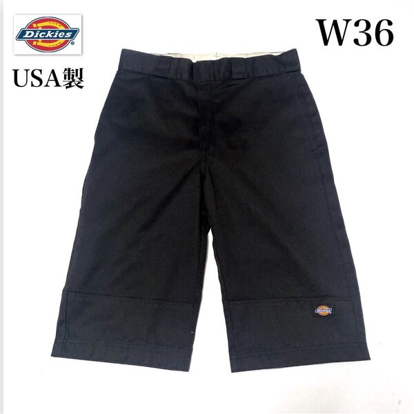 90’s〜USA製 ディッキーズ ダブルニー ショートパンツ ハーフショーツ ワークパンツ アメリカ製 ブラック Dickies