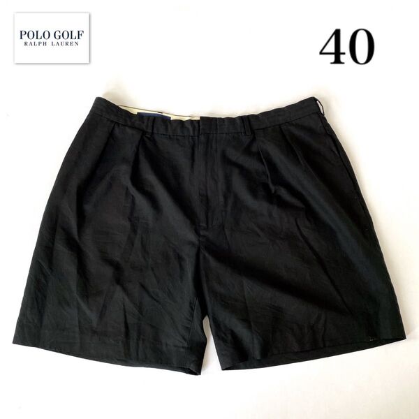 POLO GOLF ポロゴルフ ラルフローレン ショートパンツ ハーフショーツ シルク コットン タックパンツ W40 ブラック