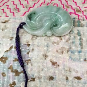 翡翠A貨 如意型 ネックレストップ ストラップ