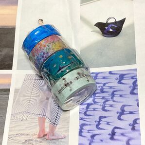mt カモ井 マスキングテープ 4本セット・海 チュール 手旗信号 wave・おまけ付き