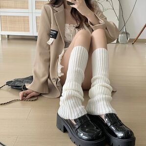 レッグウォーマー 50cm ルーズソックス風 匿名配送 女子高生 JK美脚 ギャル 冷房対策 制服コスプレ 細見え 美脚効果抜群