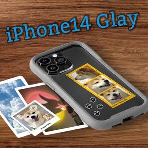 【新品】iPhone14ケース☆iFace風 グレー Glay ストラップ取り付け可能 ワイヤレス充電可能 耐衝撃 軽量