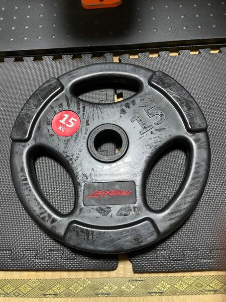 ①処分価格!!ライフフィットネス 15kg 1枚 オリンピックラバープレート