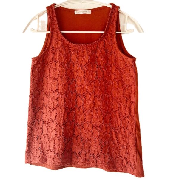 chocol raffine robe レース 花柄 タンクトップ オレンジ
