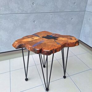 サイドテーブル 黒柿 レジン