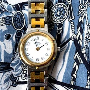 稼動品 HERMES エルメス クリッパー デイト コンビカラー クォーツ