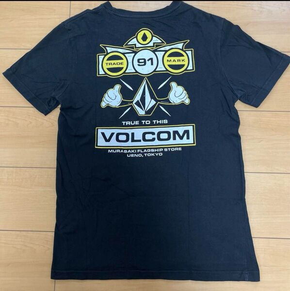 VOLCOM ロゴプリント Tシャツ Mサイズ黒 ウィメンズ 男女兼用 半袖 ブラック