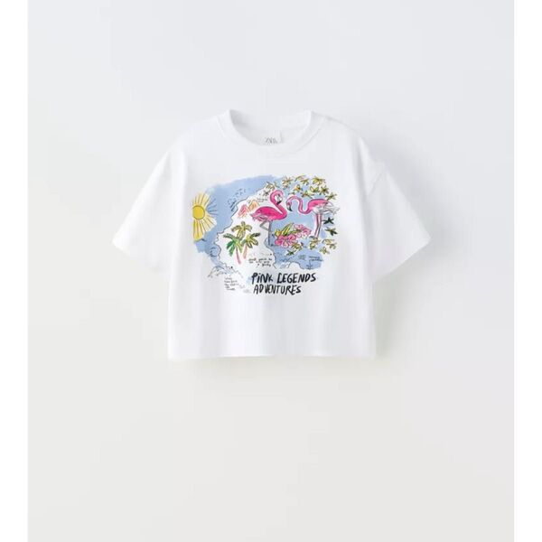 ZARA kids ZARA ザラ キッズ kids クロップドTシャツ フラミンゴ
