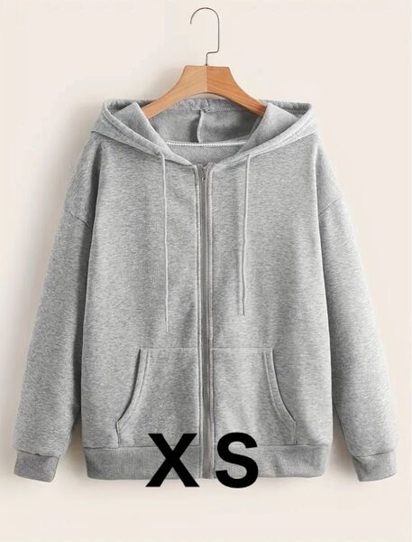ジップアップパーカー グレー XSサイズ
