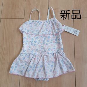 新品 女の子 ワンピース 水着 110 フラワープリント 花柄 イオン トップバリュ ピンク系